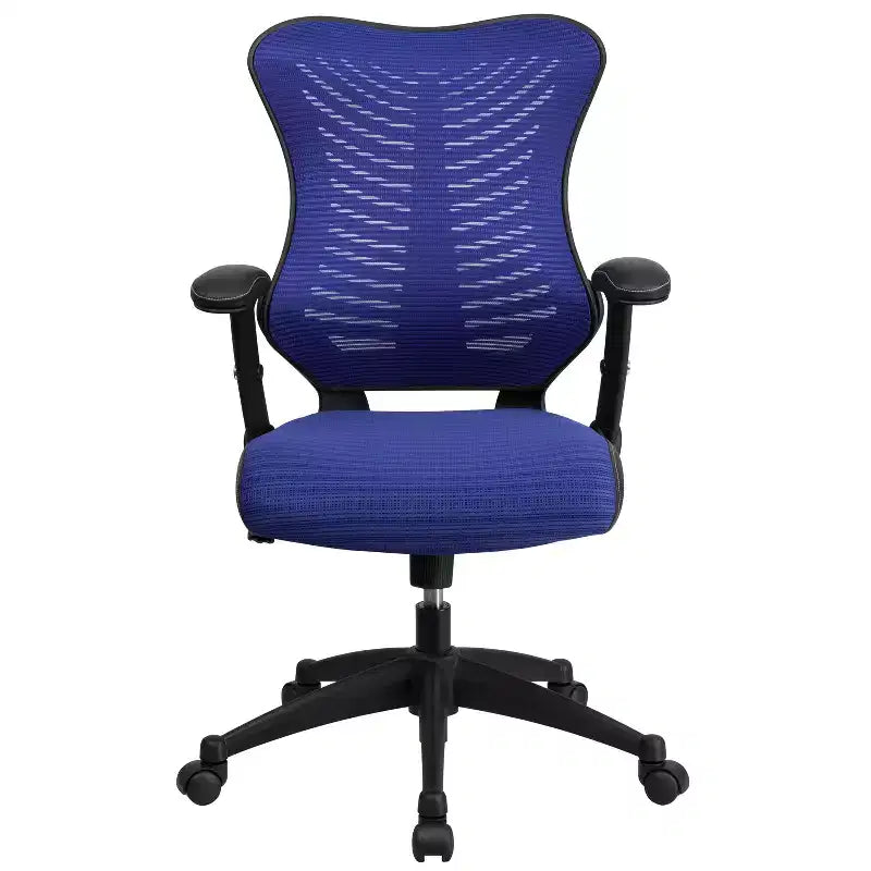 Sedia da ufficio ergonomica girevole Flash Furniture con schienale alto in rete, braccioli regolabili