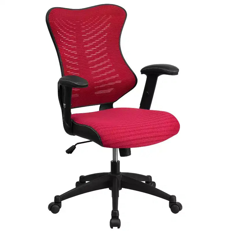 Sedia da ufficio ergonomica girevole Flash Furniture con schienale alto in rete, braccioli regolabili