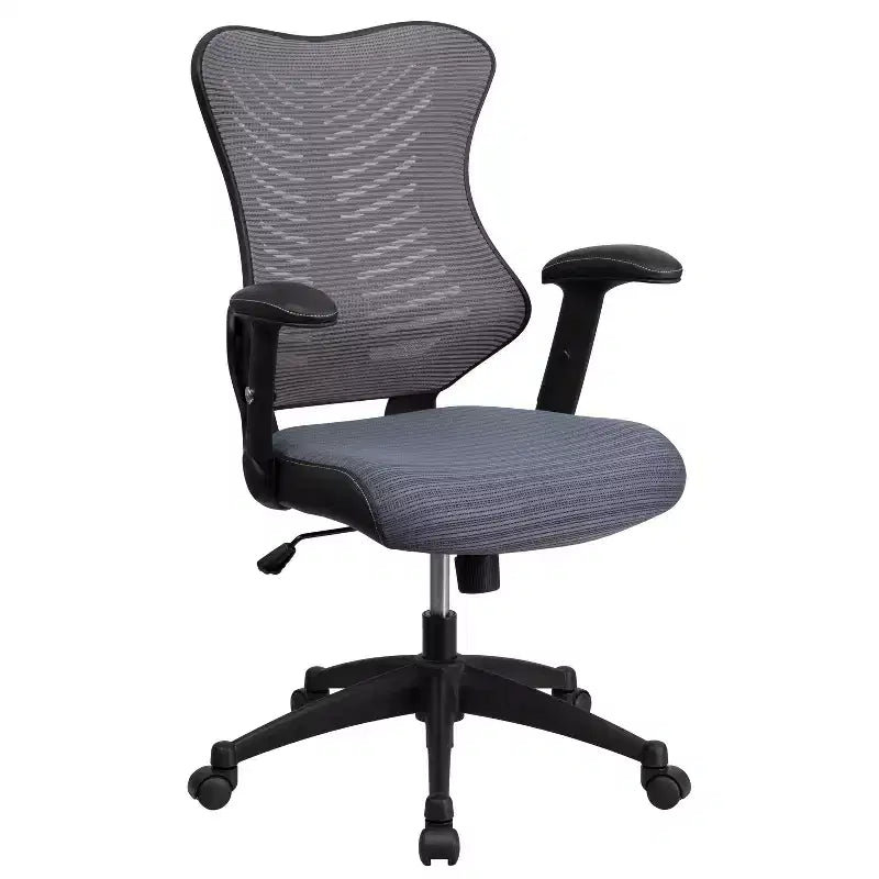 Sedia da ufficio ergonomica girevole Flash Furniture con schienale alto in rete, braccioli regolabili