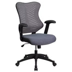 Sedia da ufficio ergonomica girevole Flash Furniture con schienale alto in rete, braccioli regolabili