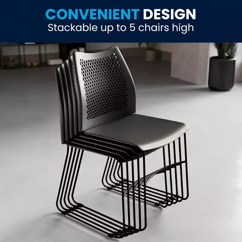 Flash Furniture Serie HERCULES Sedia impilabile con capacità di 300 kg, schienale ventilato e base a slitta verniciata a polvere