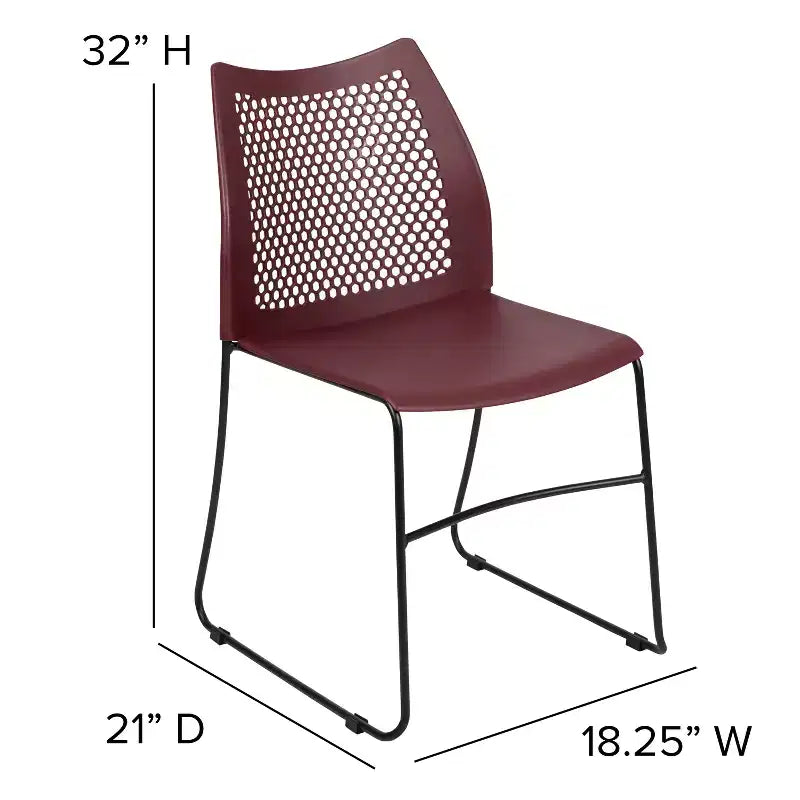 Flash Furniture Serie HERCULES Sedia impilabile con capacità di 300 kg, schienale ventilato e base a slitta verniciata a polvere