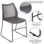 Flash Furniture Serie HERCULES Sedia impilabile con capacità di 300 kg, schienale ventilato e base a slitta verniciata a polvere