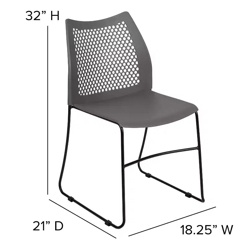 Flash Furniture Serie HERCULES Sedia impilabile con capacità di 300 kg, schienale ventilato e base a slitta verniciata a polvere