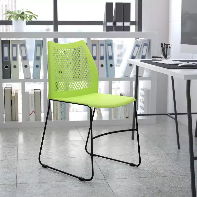Flash Furniture Serie HERCULES Sedia impilabile con capacità di 300 kg, schienale ventilato e base a slitta verniciata a polvere