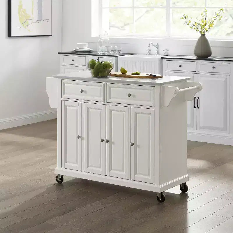 Carrello da cucina con ripiano in granito e ruote – Bianco / Ciliegio / Nero / Grigio, 1 persona