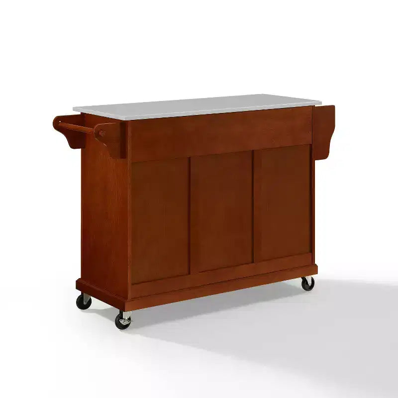 Carrello da cucina con ripiano in granito e ruote – Bianco / Ciliegio / Nero / Grigio, 1 persona