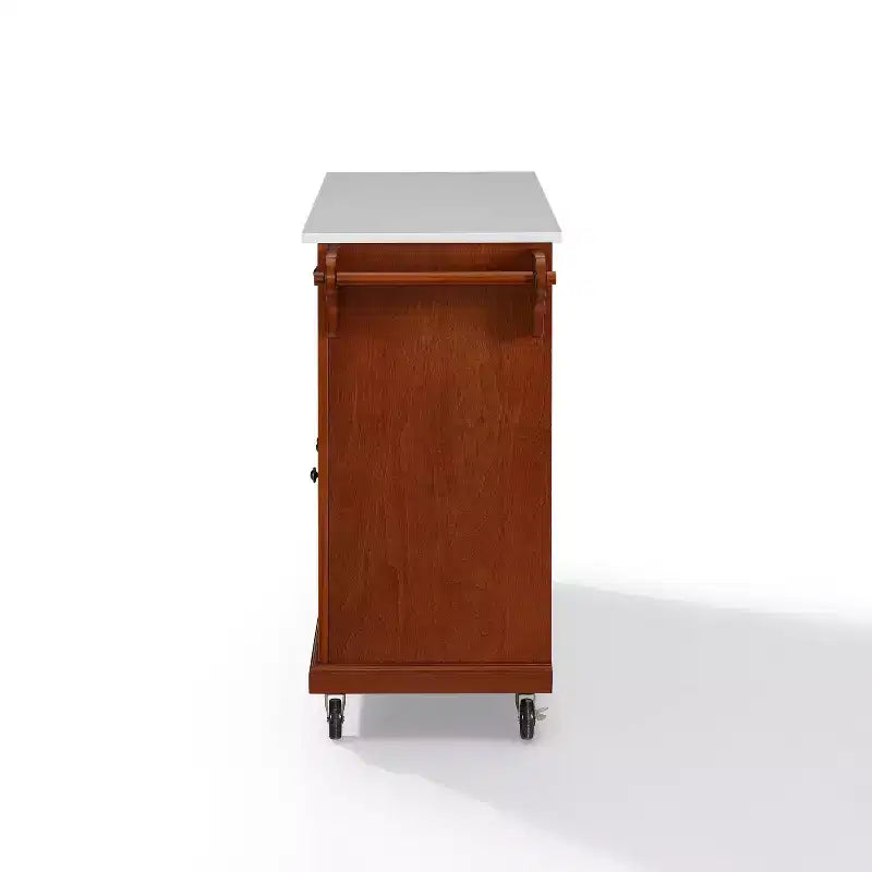 Carrello da cucina con ripiano in granito e ruote – Bianco / Ciliegio / Nero / Grigio, 1 persona