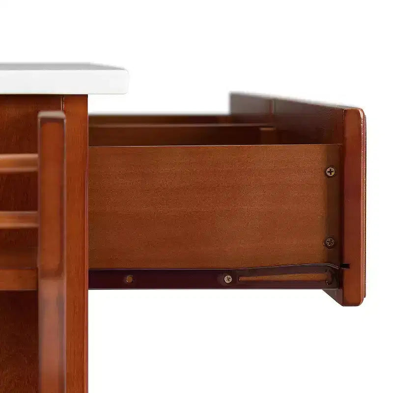 Carrello da cucina con ripiano in granito e ruote – Bianco / Ciliegio / Nero / Grigio, 1 persona