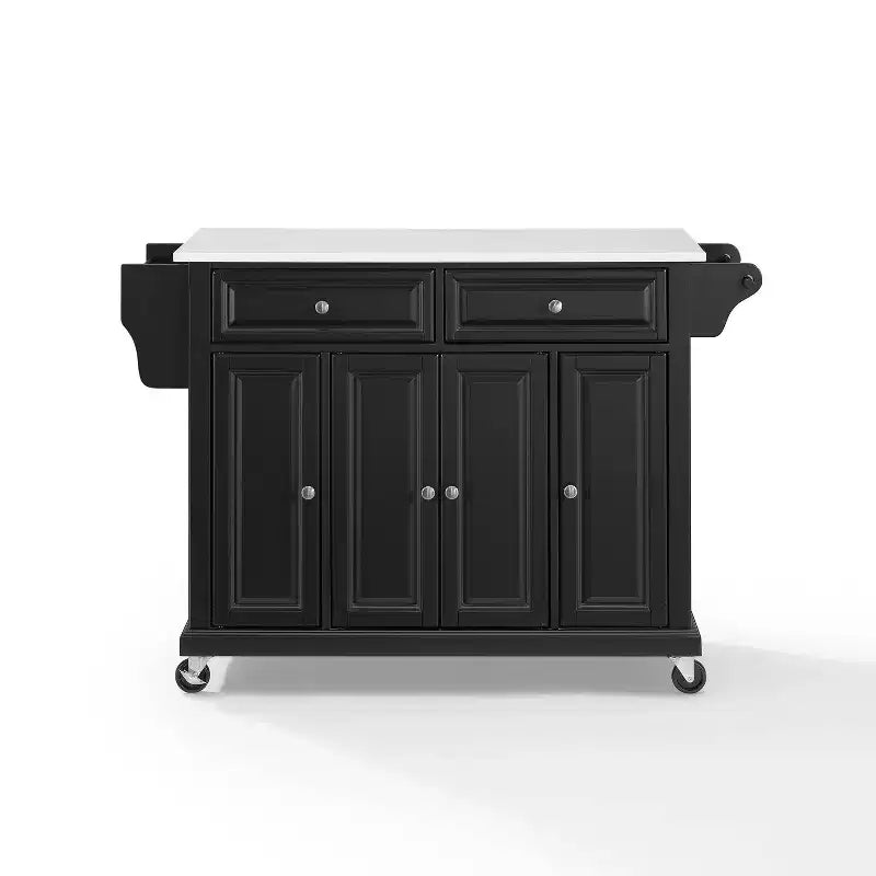 Carrello da cucina con ripiano in granito e ruote – Bianco / Ciliegio / Nero / Grigio, 1 persona