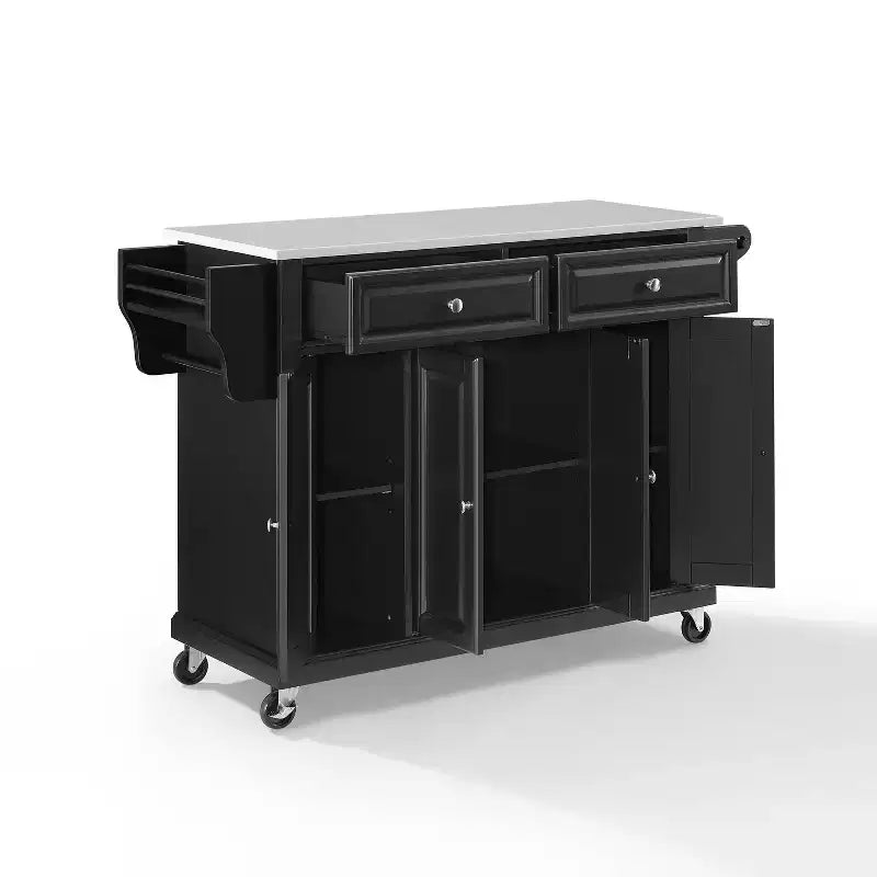 Carrello da cucina con ripiano in granito e ruote – Bianco / Ciliegio / Nero / Grigio, 1 persona