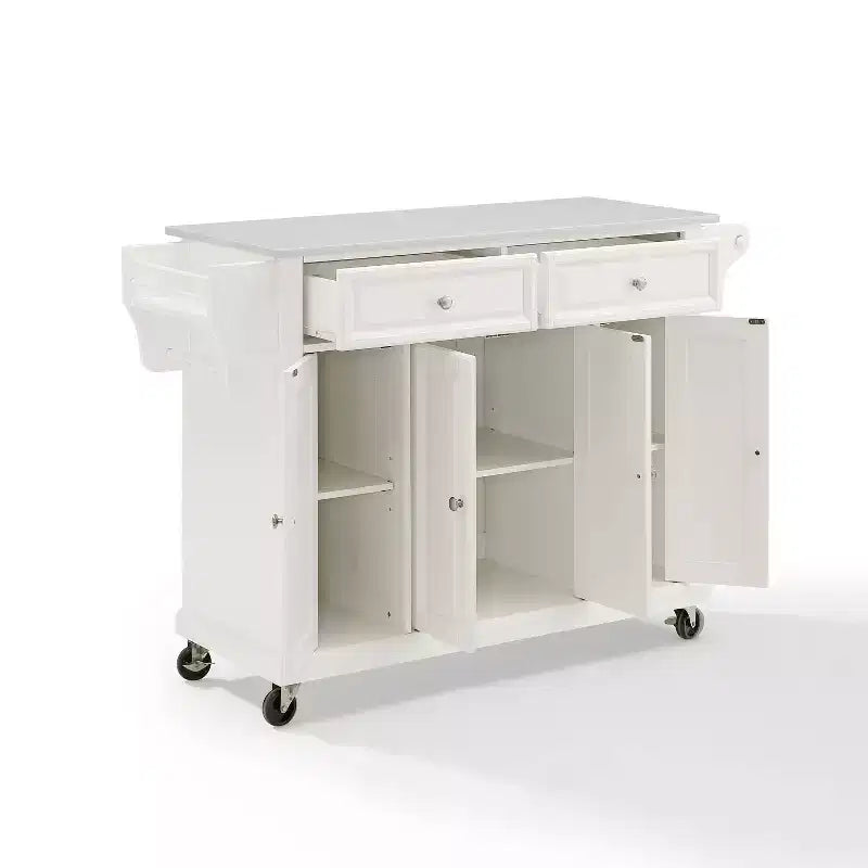 Carrello da cucina con ripiano in granito e ruote – Bianco / Ciliegio / Nero / Grigio, 1 persona