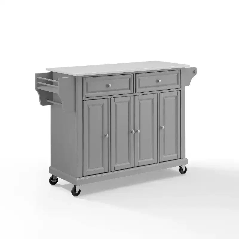 Granite Top Kitchen Cart with Wheels – White / Cherry / Black / Gray, 1-Person