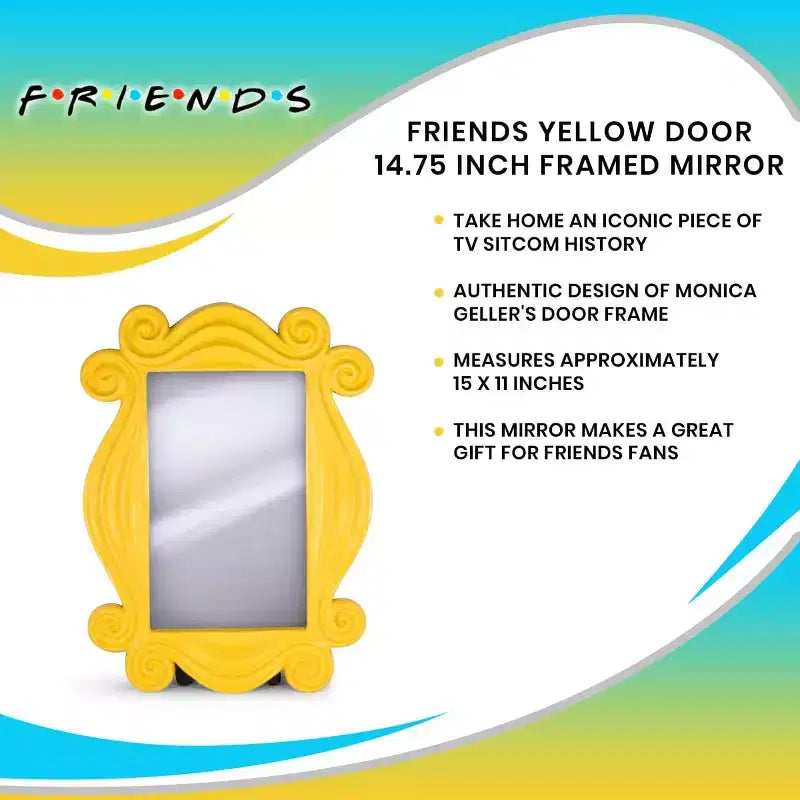 Specchio replica Ukonic Friends TV Show con cornice spioncino gialla per porta | 38 x 28 cm