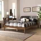 Helsa Letto a Piattaforma Moderno Metà Secolo Noce/Marrone/Grigio - Baxton Studio
