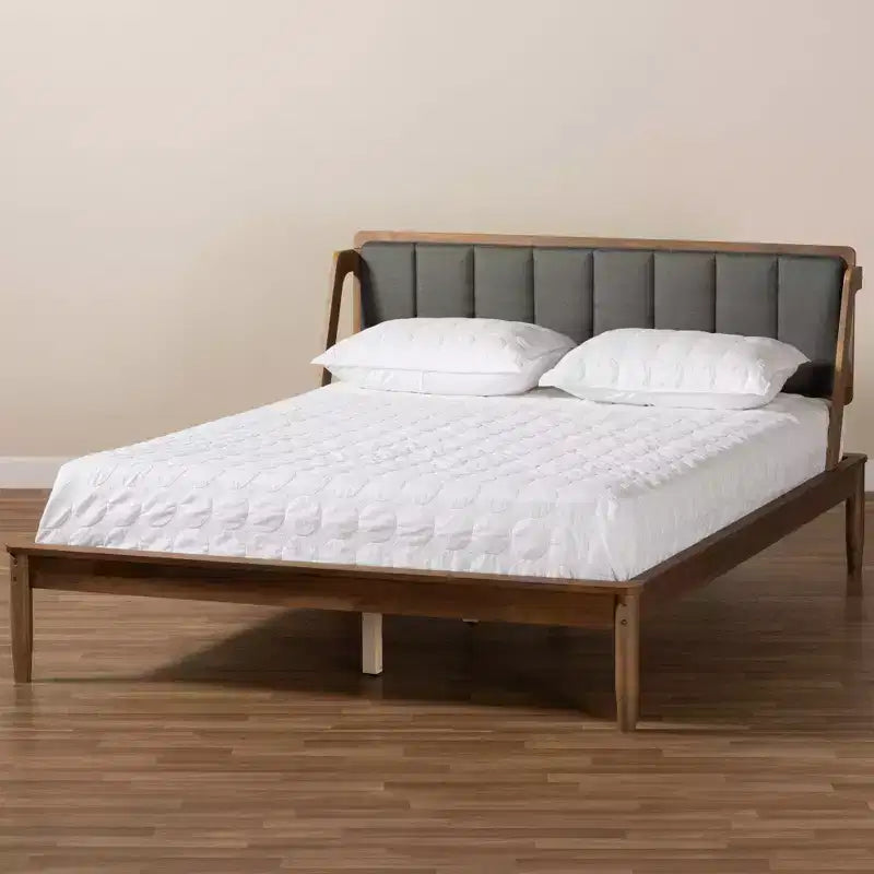 Helsa Letto a Piattaforma Moderno Metà Secolo Noce/Marrone/Grigio - Baxton Studio