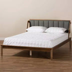 Helsa Letto a Piattaforma Moderno Metà Secolo Noce/Marrone/Grigio - Baxton Studio