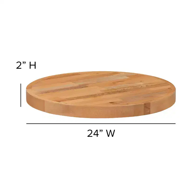 Natural Round Solid Wood Table Top, 2-Person / 3-Person