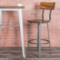 Sgabello da bar Emma and Oliver Rustic Walnut con schienale/sedile in legno e struttura grigia