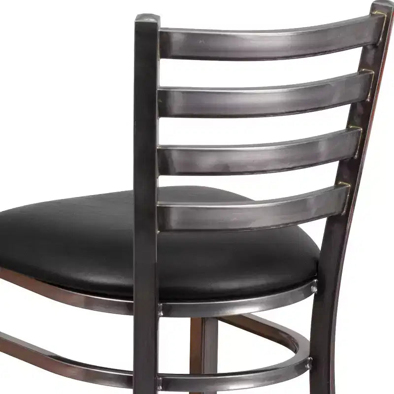 Emma and Oliver Clear Coated Ladder Back Metal Restaurant Dining Barstool