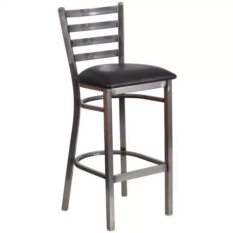 Emma and Oliver Clear Coated Ladder Back Metal Restaurant Dining Barstool