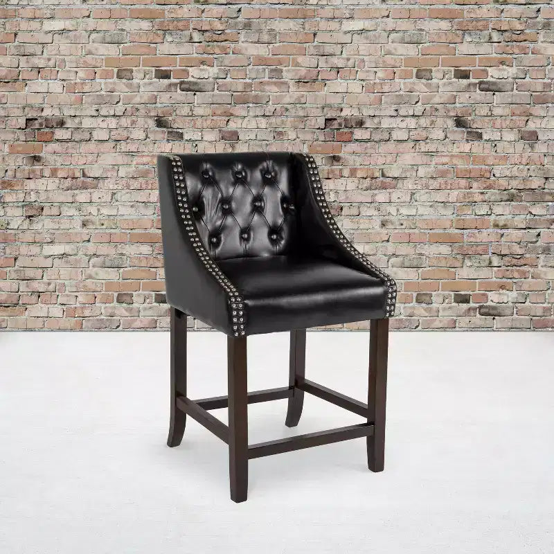 Emma and Oliver 24H Transitional Tufted Walnut Counter Stool