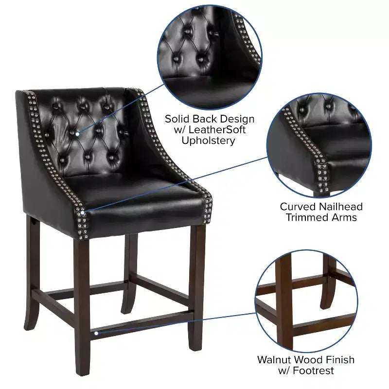 Emma and Oliver 24H Transitional Tufted Walnut Counter Stool