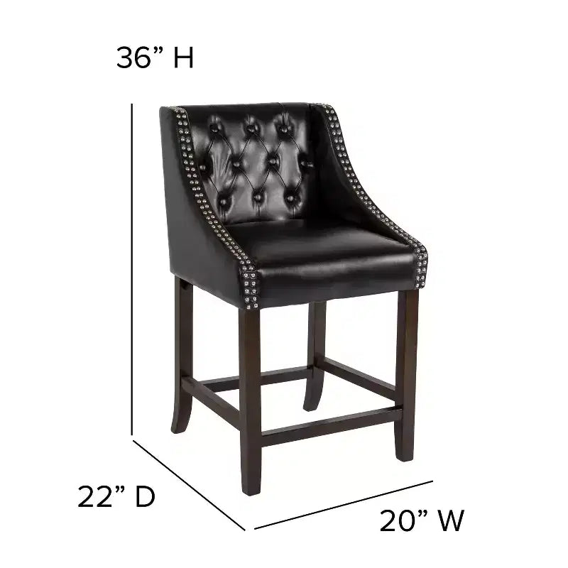 Emma and Oliver 24H Transitional Tufted Walnut Counter Stool