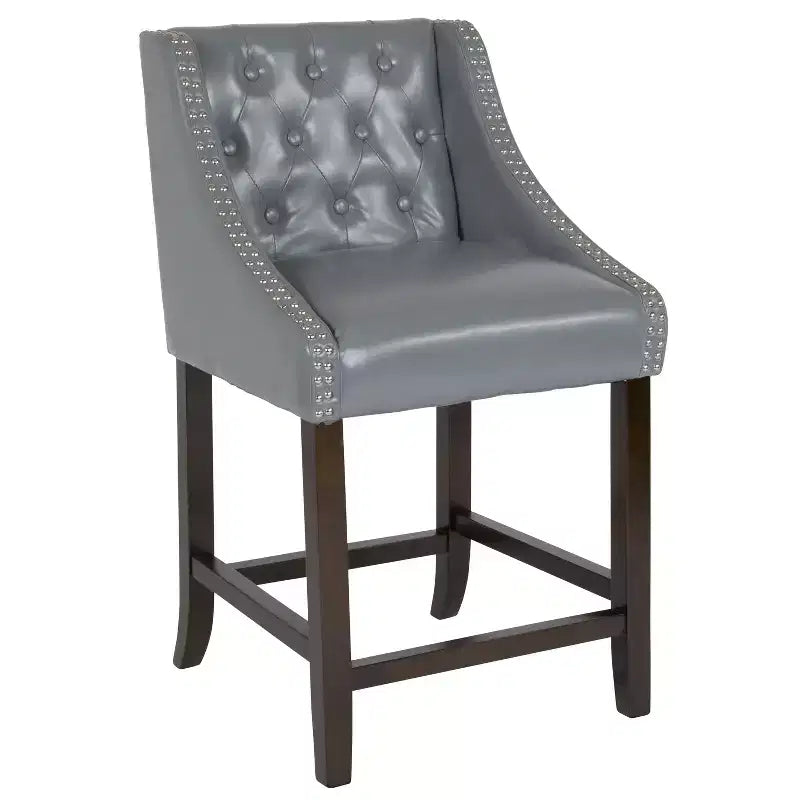 Emma and Oliver 24H Transitional Tufted Walnut Counter Stool