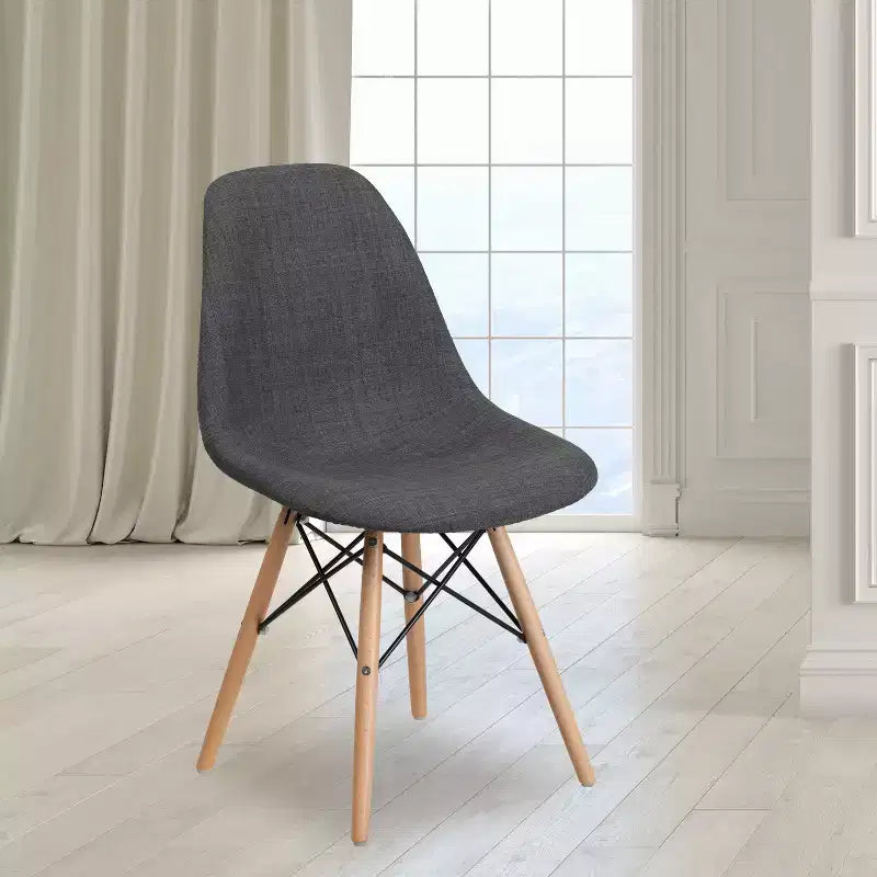 Emma and Oliver Fabric Accent Dining Chair with Wooden Legs
