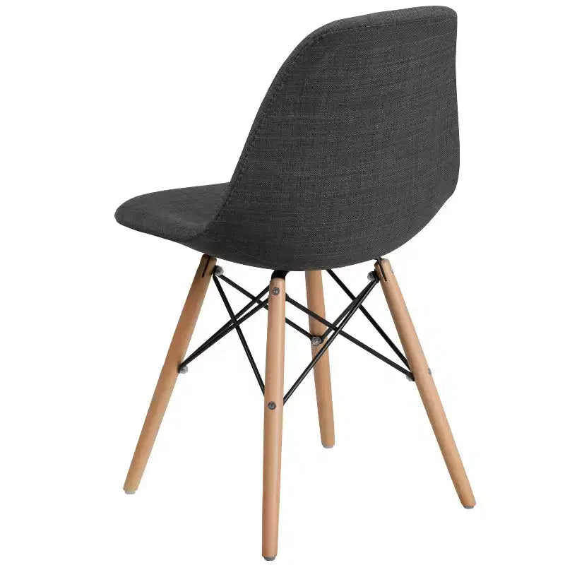 Emma and Oliver Fabric Accent Dining Chair with Wooden Legs