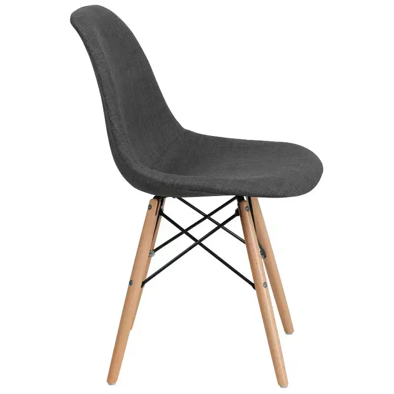 Emma and Oliver Fabric Accent Dining Chair with Wooden Legs