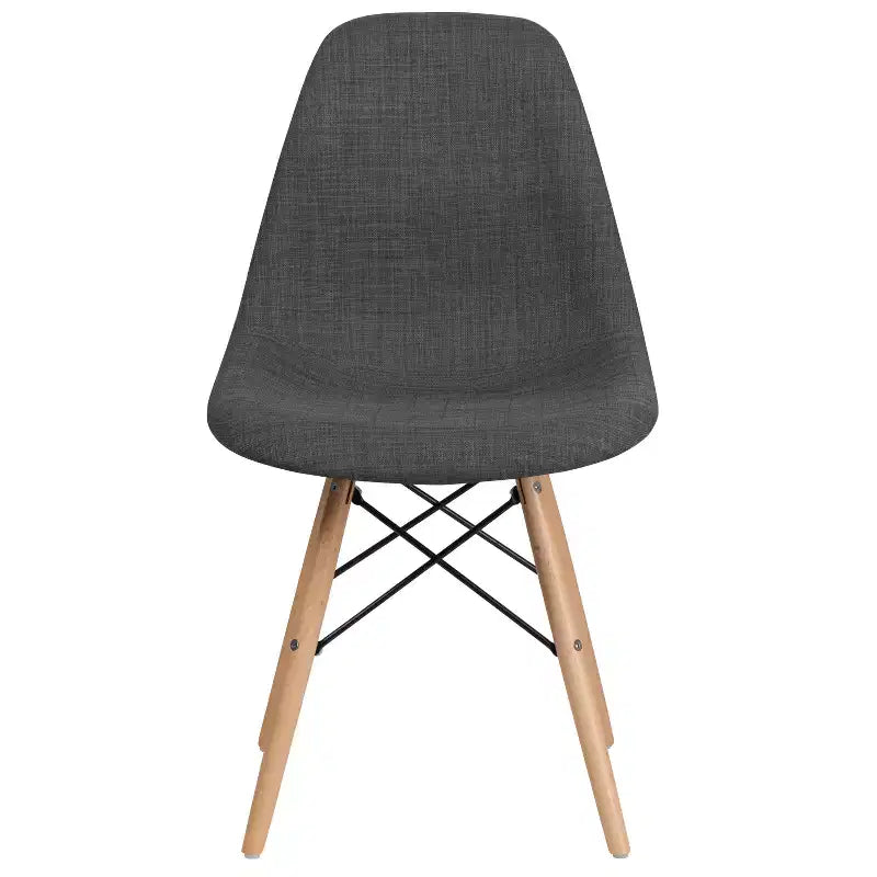 Emma and Oliver Fabric Accent Dining Chair with Wooden Legs