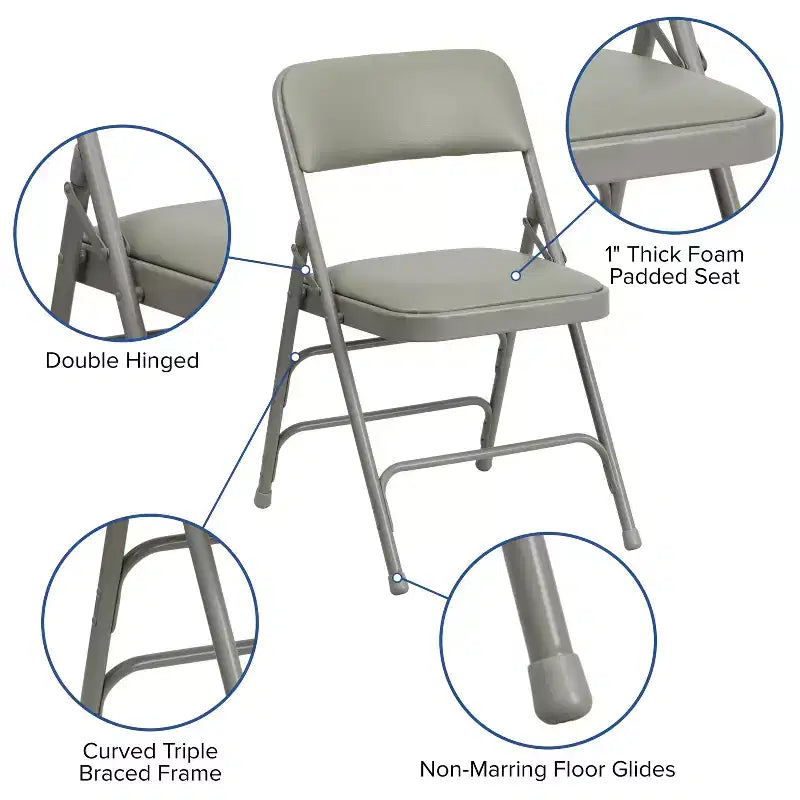Emma and Oliver 4 Pack Home & Office Portable Party Events Padded Metal Folding Chair