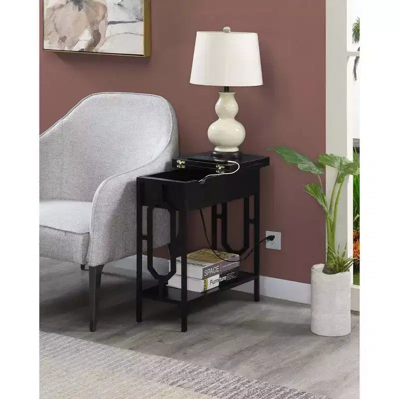 Omega Flip Top End Table with Charging Station - Breighton Home