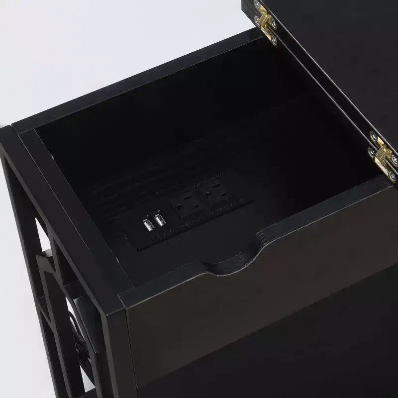 Omega Flip Top End Table with Charging Station - Breighton Home
